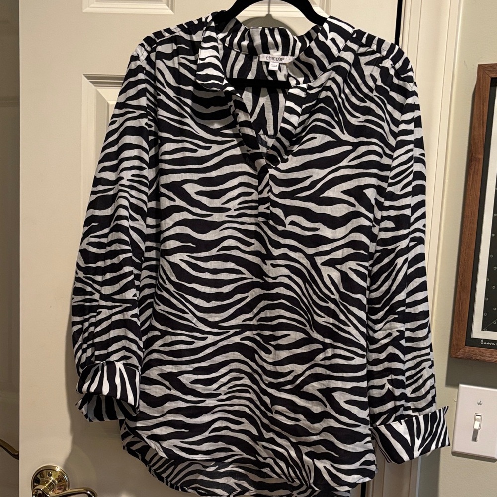 Chico's Black and White Zebra Print Blouse